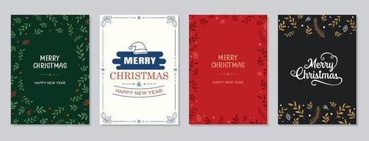 Merry Christmas and Happy New Year greeting cards and invitations. Happy holiday frames and backgrounds design. vector