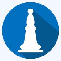 Icon Chess 3 - Long Shadow Style,Simple illustration,Editable stroke vector