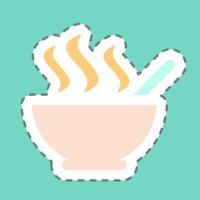 Sticker Hot Soup - Line Cut - Simple illustration, Editable stroke. vector