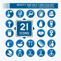 conjunto de iconos de belleza y cuidado personal - estilo de sombra larga vector
