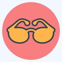 icono de gafas de sol - estilo de color mate, ilustración simple, trazo editable vector