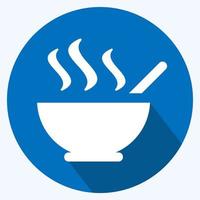 Icon Hot Soup - Long Shadow Style - Simple illustration, Editable stroke.