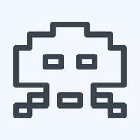Icon Alien Invader - Line Style,Simple illustration,Editable stroke vector