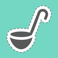 Sticker Soup Spoon - Line Cut - Simple illustration, Editable stroke. vector