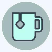 Icon Tea - Color Mate Style - Simple illustration, Editable stroke. vector