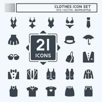 conjunto de iconos de ropa - estilo glifo, ilustración simple, trazo editable vector