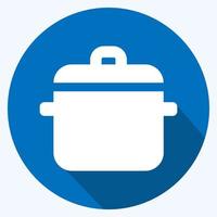 Icon Pot 1 - Long Shadow Style - Simple illustration, Editable stroke. vector