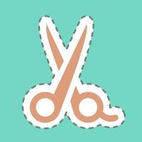 Sticker Scissor - Line Cut - Simple illustration, Editable stroke. vector