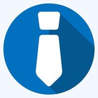 corbata de icono - estilo de sombra larga, ilustración simple, trazo editable vector