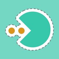 Sticker Pacman - Line Cut,Simple illustration,Editable stroke vector