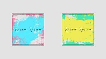 Set Of Minimal Square Frame With Colorful Grunge Paint Design vector