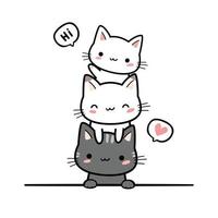 kitty cat greeting cartoon doodle illustration vector