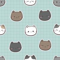 kitty cat head cartoon doodle seamless pattern vector