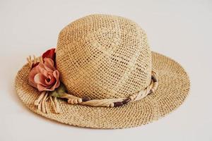 Straw hat on white background photo