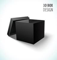 Cardboard black box icon with open lid. vector