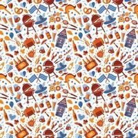 Oktoberfest seamless surface pattern. Beer festival icon pattern design on white background. vector