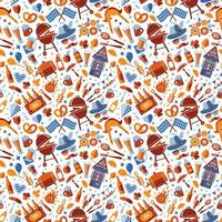 Oktoberfest seamless surface pattern. Beer festival icon pattern design on white background. vector