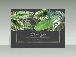 elegante plantilla de tarjeta de invitación de boda de acuarela tropical floral vector