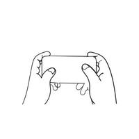 one line drawing hand holding smart phone illustration doodle vector