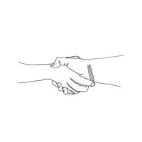hand drawing doodle hand shake icon contour line illustration vector