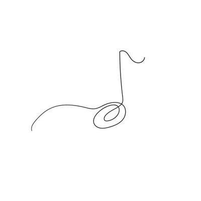 hand drawing musical notes single line, minimalism symbol of music