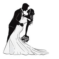 Silhouette of bride and groom for background vector