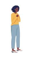 Concerned girl clenching fists semi flat color vector character. Full body person on white. Stressful situation isolated modern cartoon style illustration for graphic design and animation