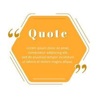 Quote blank frame vector template. Orange speech bubble. Quotation, citation text box design. Hexagon with rounded edges empty textbox background for message, comment, note