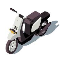 Ilustración de vector de color isométrico de scooter de motor. infografía de transporte de la ciudad. motocicleta. vehículo de dos ruedas. transporte de la ciudad. Moto concepto 3d aislado sobre fondo blanco.