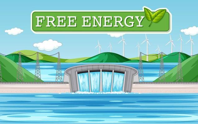 Hydro Power Plants generate electricity with free energy banner