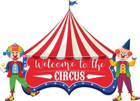 Welcome to the circus banner with clown performance vector