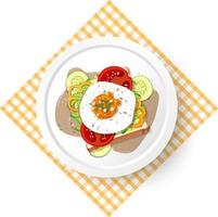 Healthy breakfast with egg bread toast vector