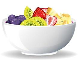 Fruit salad bowl on white background vector