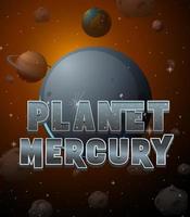 cartel del logotipo de la palabra del planeta mercurio vector
