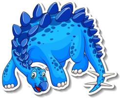 etiqueta engomada del personaje de dibujos animados del dinosaurio estegosaurio vector