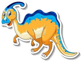 Parasaurolophus dinosaur cartoon character sticker vector