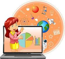 Computer with teacher cartoon character vector