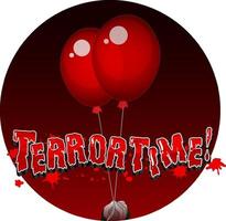 logo de tiempo de terror con globos rojos vector