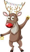 Reindeer wearing christmas outfit cartoon character vector