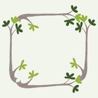 Square frame tree branches and leaves vector