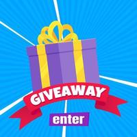 Giveaway gift concept for winners in social medias flat style design vector illustration.