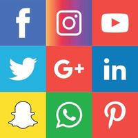 tecnología de iconos planos de redes sociales, red. venta de cara sonriente de grupo de fondo. compartir, me gusta, ilustración vectorial twitter, youtube, whatsapp, snapchat, facebook, instagram, tiktok, tok vector