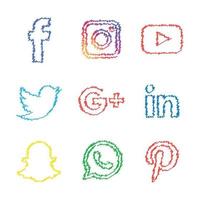 tecnología de iconos planos de redes sociales, red. venta de cara sonriente de grupo de fondo. compartir, me gusta, ilustración vectorial twitter, youtube, whatsapp, snapchat, facebook, instagram, tiktok, tok vector