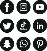 tecnología de iconos planos de redes sociales, red. venta de cara sonriente de grupo de fondo. compartir, me gusta, ilustración vectorial twitter, youtube, whatsapp, snapchat, facebook, instagram, tiktok, tok vector