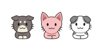 Vector cartoon cute cats set