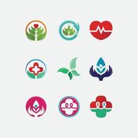 health care icon symbol and Human character logo sign vector