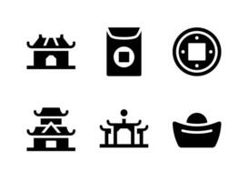 Simple Set of Chinese New Year Related Vector Solid Icons. Contains Icons as Temple, Envelope, Coin and more.