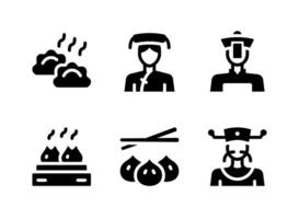 Simple Set of Chinese New Year Related Vector Solid Icons. Contains Icons as Dumpling, Woman, Man and more.