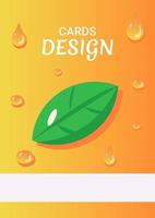 Orange gradient with leaf vector card design template. Poster with flat illustrations and copy space for text. Postcard with simple background, promo placard. Advertising one page invitation