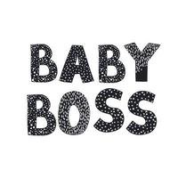 Vector illustration with hand drawn lettering - Baby Boss. Black and white typography design in Scandinavian style for postcard, banner, t-shirt print, invitation, greeting card, poster